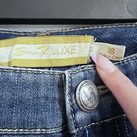 Seven7 Luxe Natalia Womens Jeans Size 16 Blue Bootcut Denim Low Rise Boho Hip - Picture 2 of 7